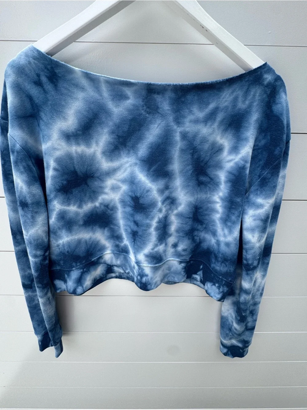 Justice Blue Tie-Dye Cropped Sweatshirt with Star